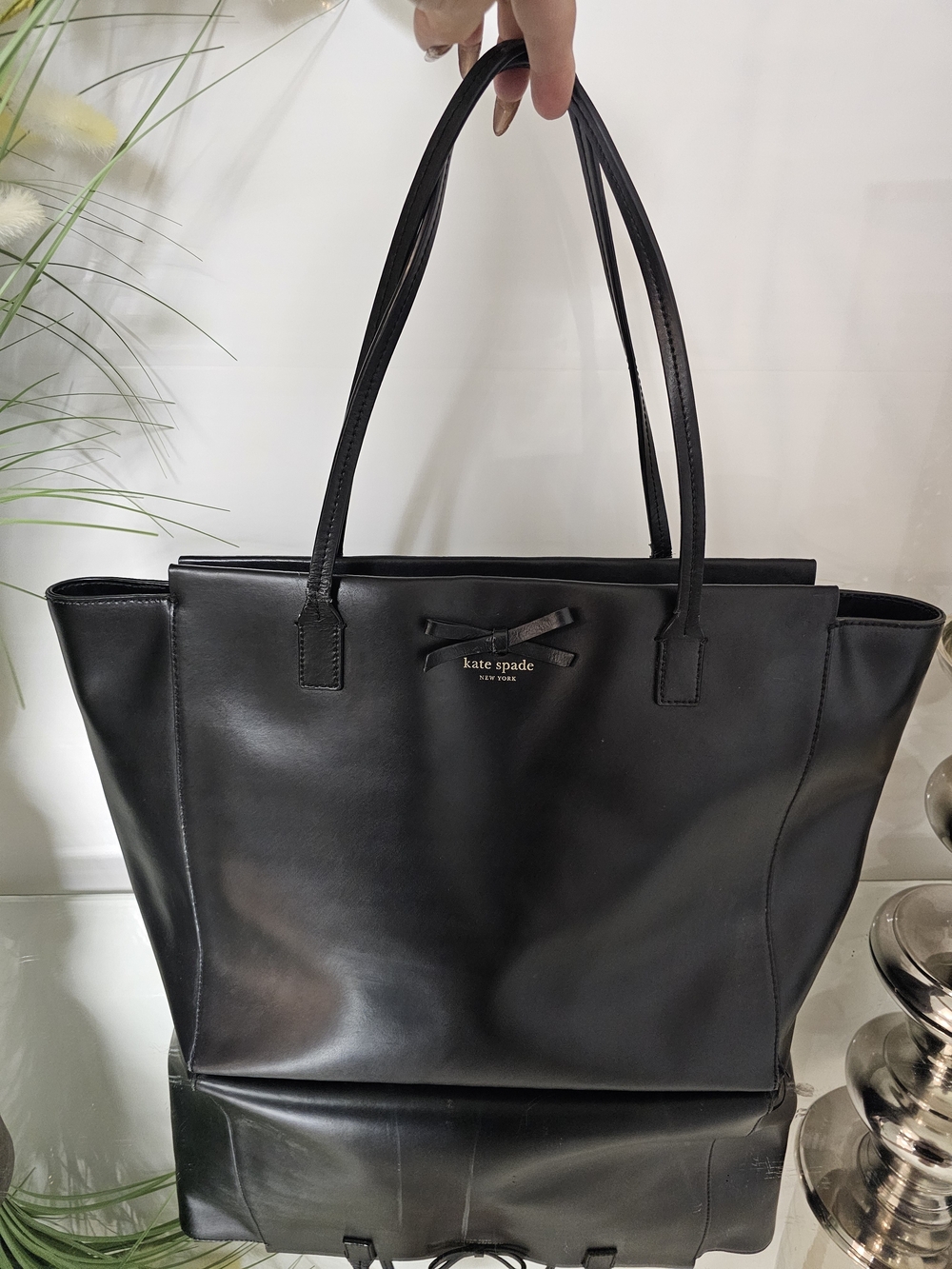 Kate Spade Taden Sawyer Street  Black Leather Bow Tote Bag